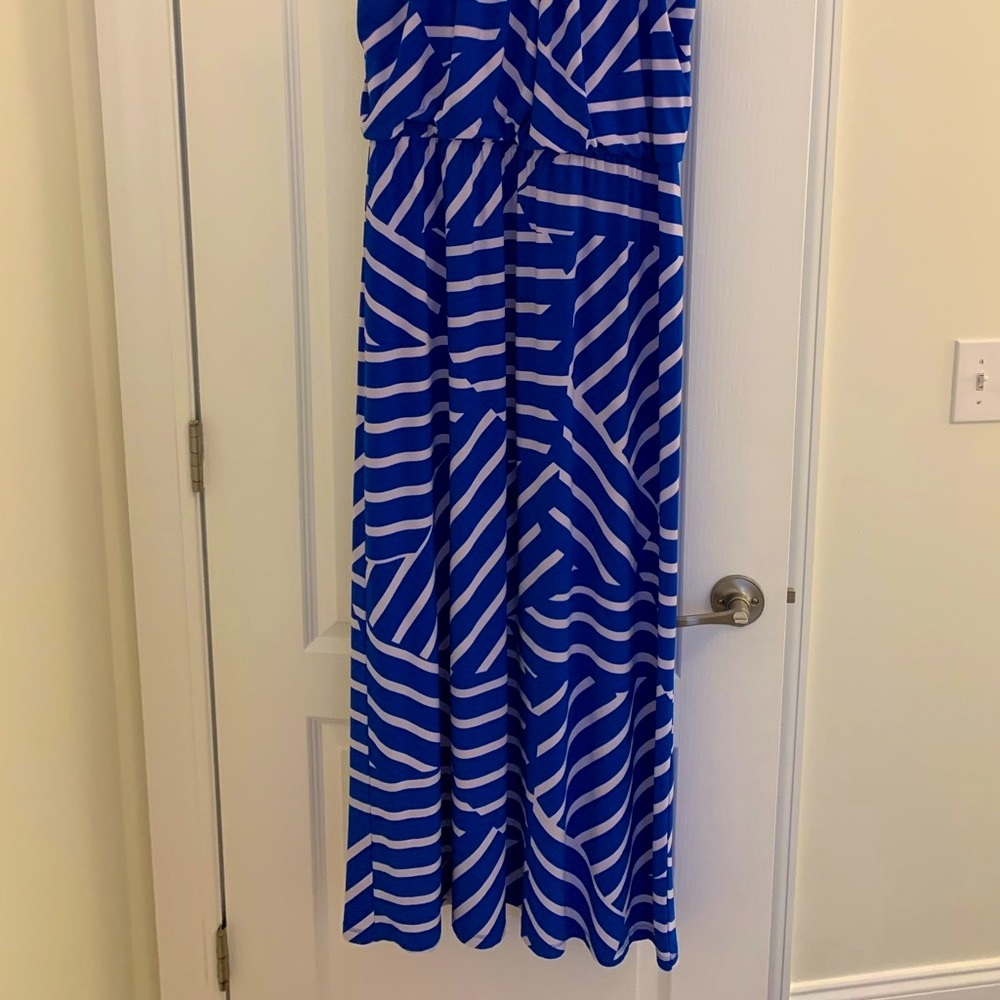 Royal blue and white stripped maxi dress - Picture 4 of 6